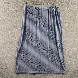Womens Boho Midi Skirt 2X Floral Paisley Pull On Stretch Modest‎ Cottagecore